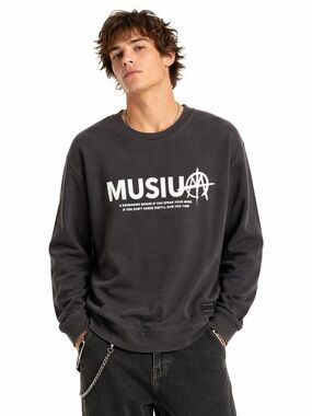 Museum of Peace & Quiet Crewneck Sweatshirt Logo Print Size 50
